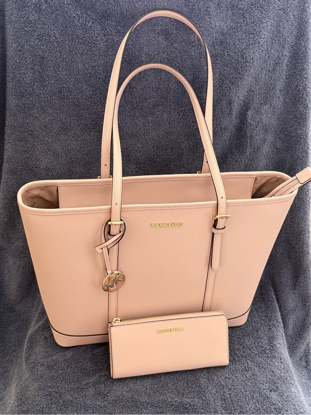 Michael Kors Pale Pink Leather Tote with Matching Wallet